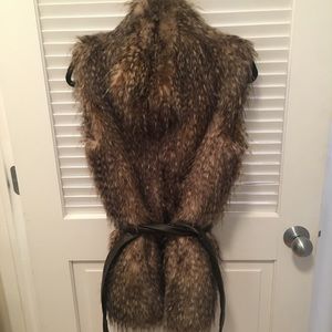 Kristen Blake Faux Fur Vest with Belt